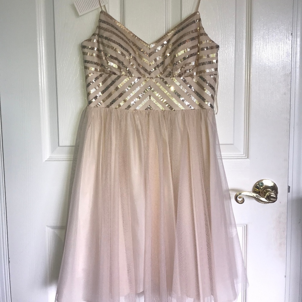 Gold Sequined Semi-Formal Dress